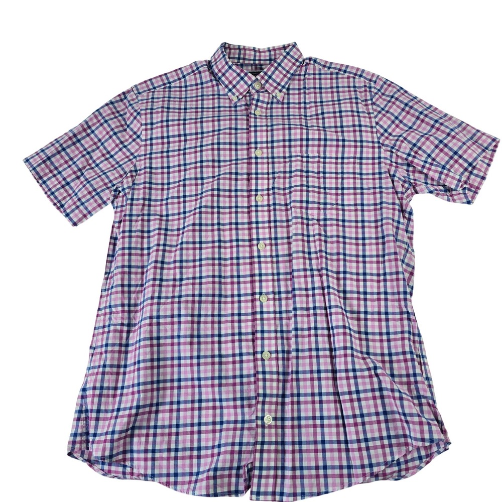 Charles Tyrwhitt Mens Slim Fit Short Sleeve Check Button Down Shirt Pink M